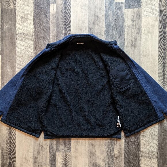 Taylor Stitch Chandler Jacket Navy Blue Small Sherpa Lining - Picture 3 of 8